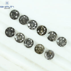 3.12 CT/11 Pcs Round Shape Natural Loose Diamond Salt And pepper Color I3 Clarity (4.25 MM)