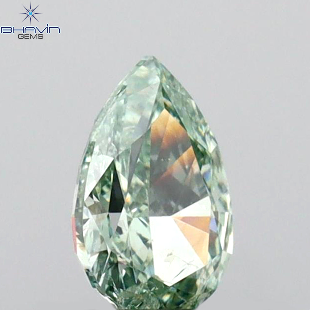 0.42 CT Pear Shape Natural Diamond Green Color SI1 Clarity (5.80 MM)