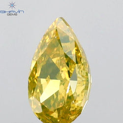 0.37 CT Pear Shape Natural Diamond Green Yellow Color VS2 Clarity (5.72 MM)
