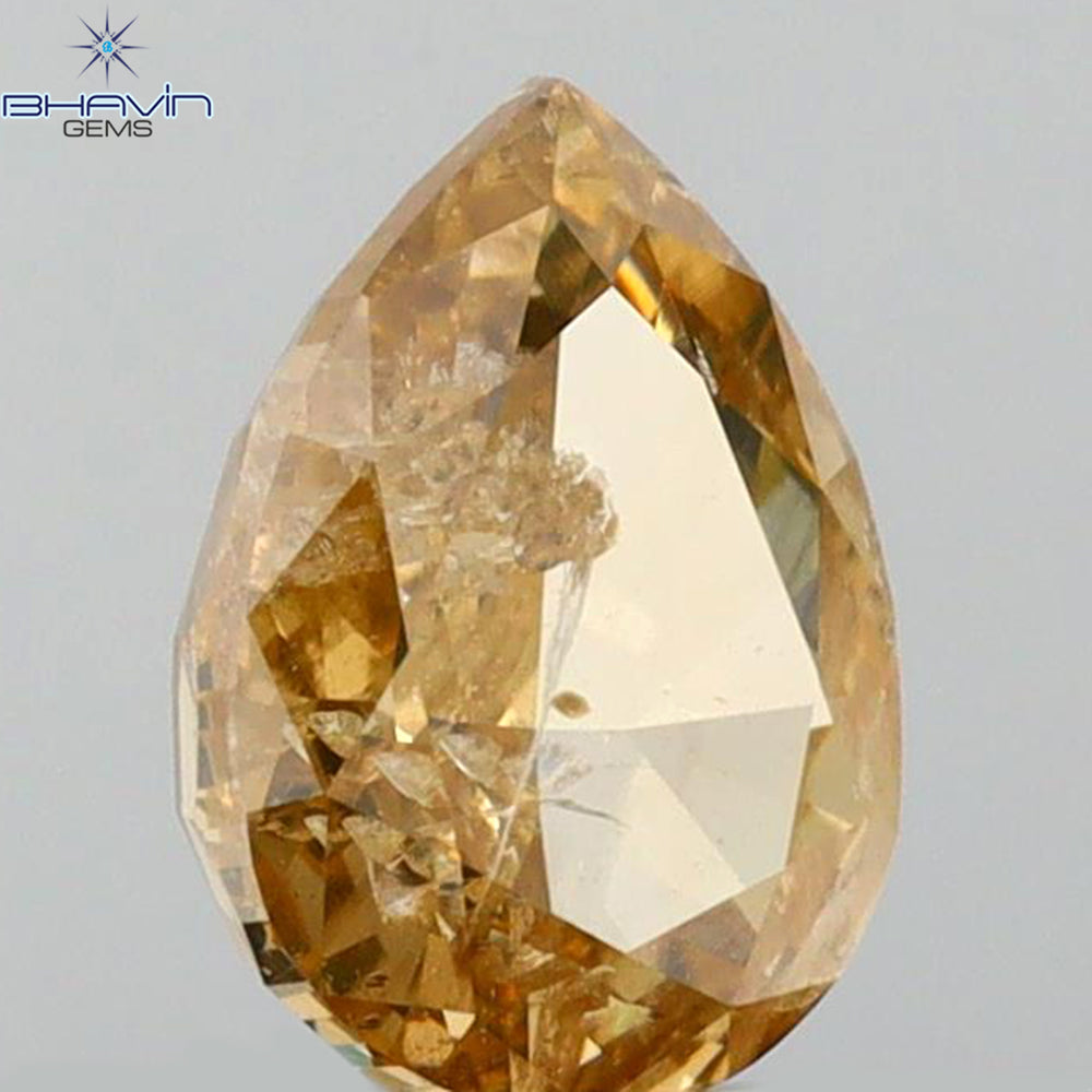 0.94 CT Pear Shape Natural Diamond Brown Color I2 Clarity (7.00 MM)
