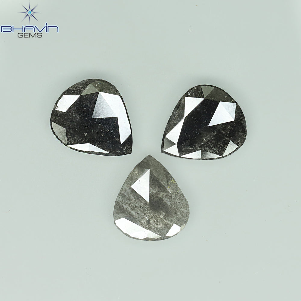 1.75 CT/5 ピース スライス形状 天然ダイヤモンド ソルト アンド ペッパー カラー I3 クラリティ (10.45 MM)