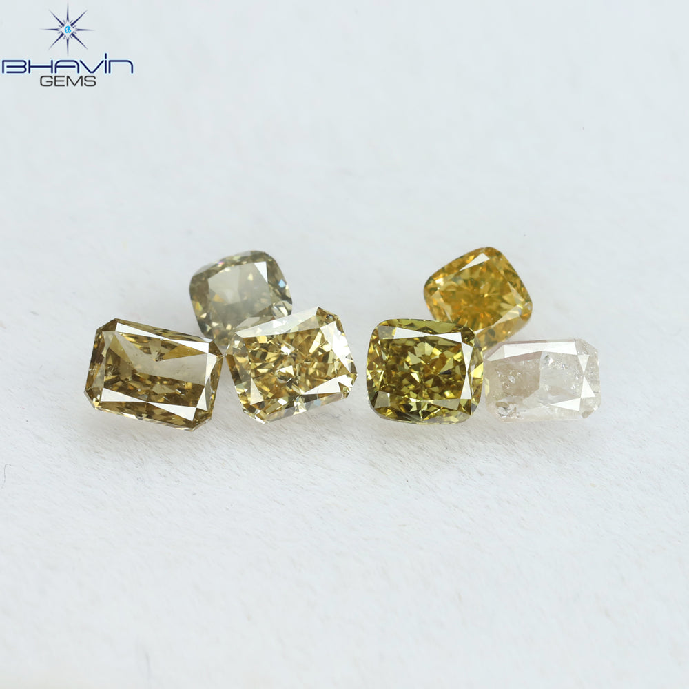 1.68 CT/6 Pcs Cushion Shape Natural Diamond Mix Color SI1 Clarity (4.50 MM)