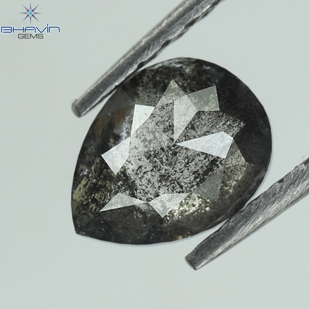 0.59 CT Pear Shape Natural Loose Diamond Salt And Pepper Color I3 Clarity (6.22 MM)