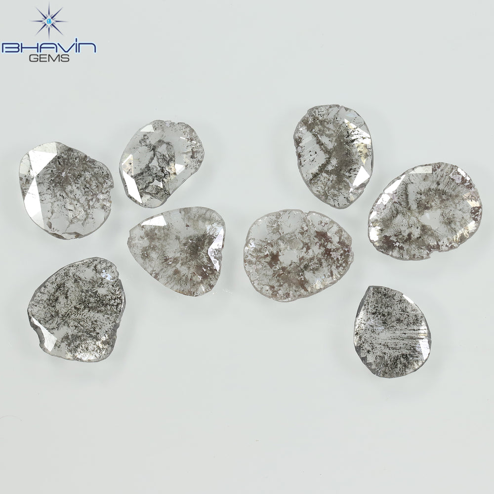 2.53 CT/8 Pcs Slice Shape Natural Diamond Salt And Pepper Color I3 Clarity (7.88 MM)