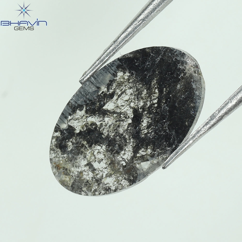 1.18 CT Slice Shape Natural Diamond Salt And Pepper Color I3 Clarity (12.06 MM)