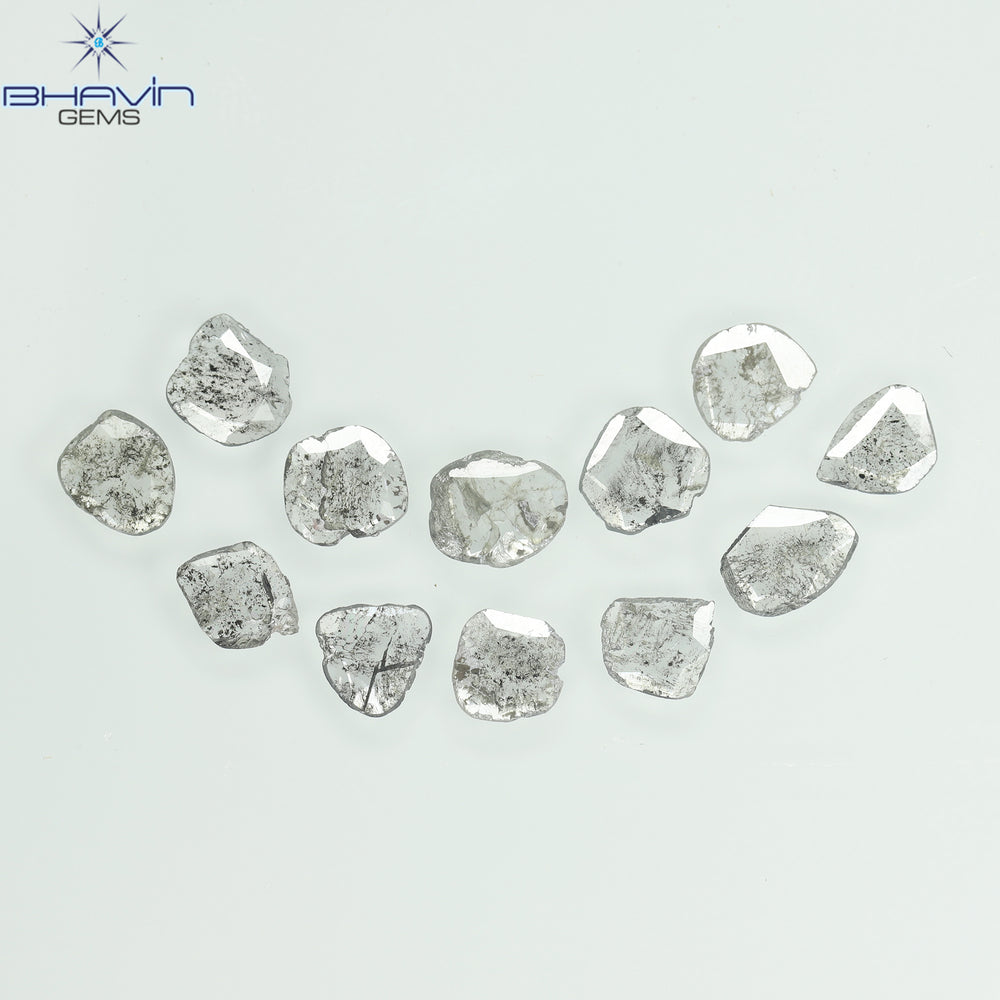 2.15 CT/12 Pcs Slice Shape Natural Diamond Salt And Pepper Color I3 Clarity (6.10 MM)