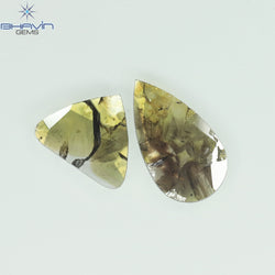 1.26 CT/2 Pcs Slice Shape Natural Diamond Brown Color I3 Clarity (11.95 MM)