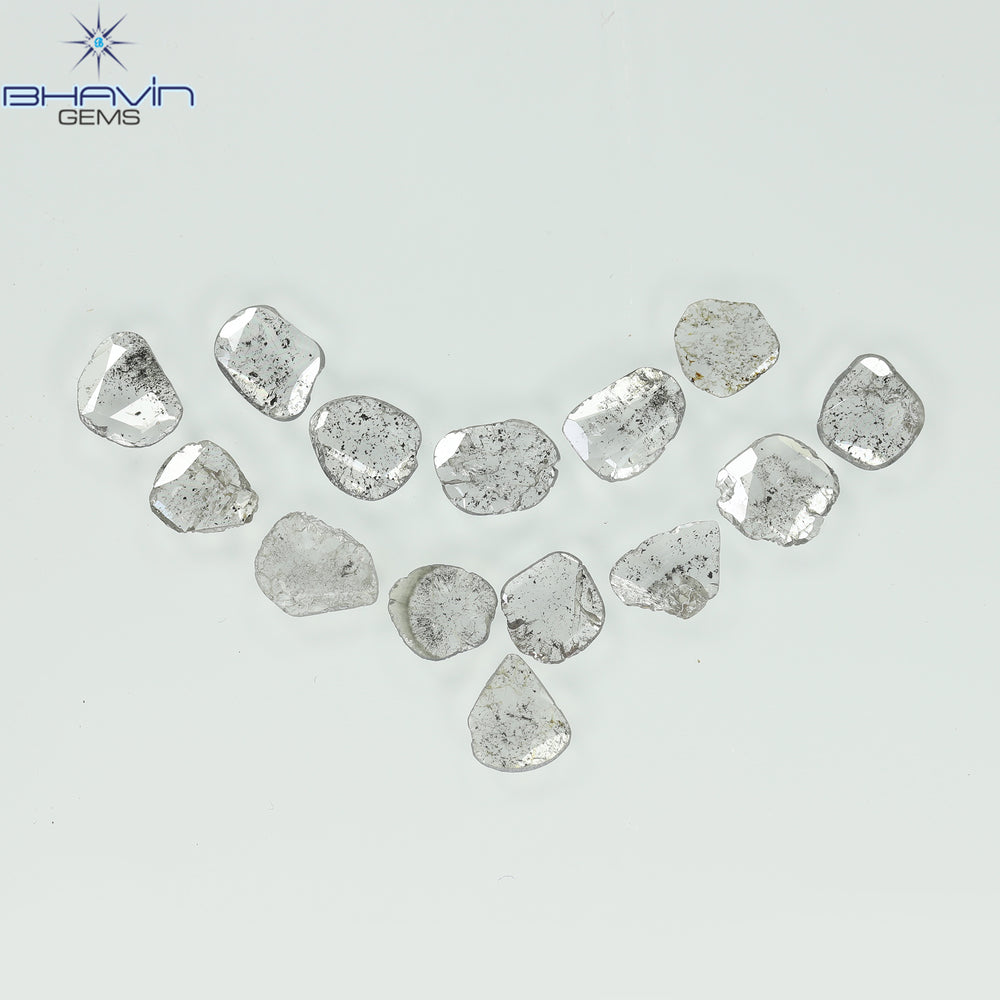 1.96 CT/14 Pcs Slice Shape Natural Diamond Salt And Pepper Color I3 Clarity (5.92 MM)