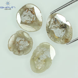 2.53 CT/4 Pcs Slice Shape Natural Loose Diamond Grayish Green Color I3 Clarity (10.48 MM)