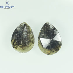 1.89 CT/2 Pcs Slice Shape Natural Diamond Salt And Pepper Color I3 Clarity (10.38 MM)