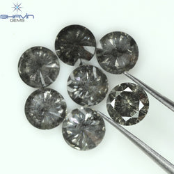 2.20 CT/7 Pcs Round Shape Natural Loose Diamond Salt And pepper Color I3 Clarity (4.50 MM)