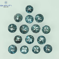 2.38 CT/15 Pcs Enhanced Round Rose Cut Shape Blue Color Natural Loose Diamond I3 Clarity (3.35 MM)