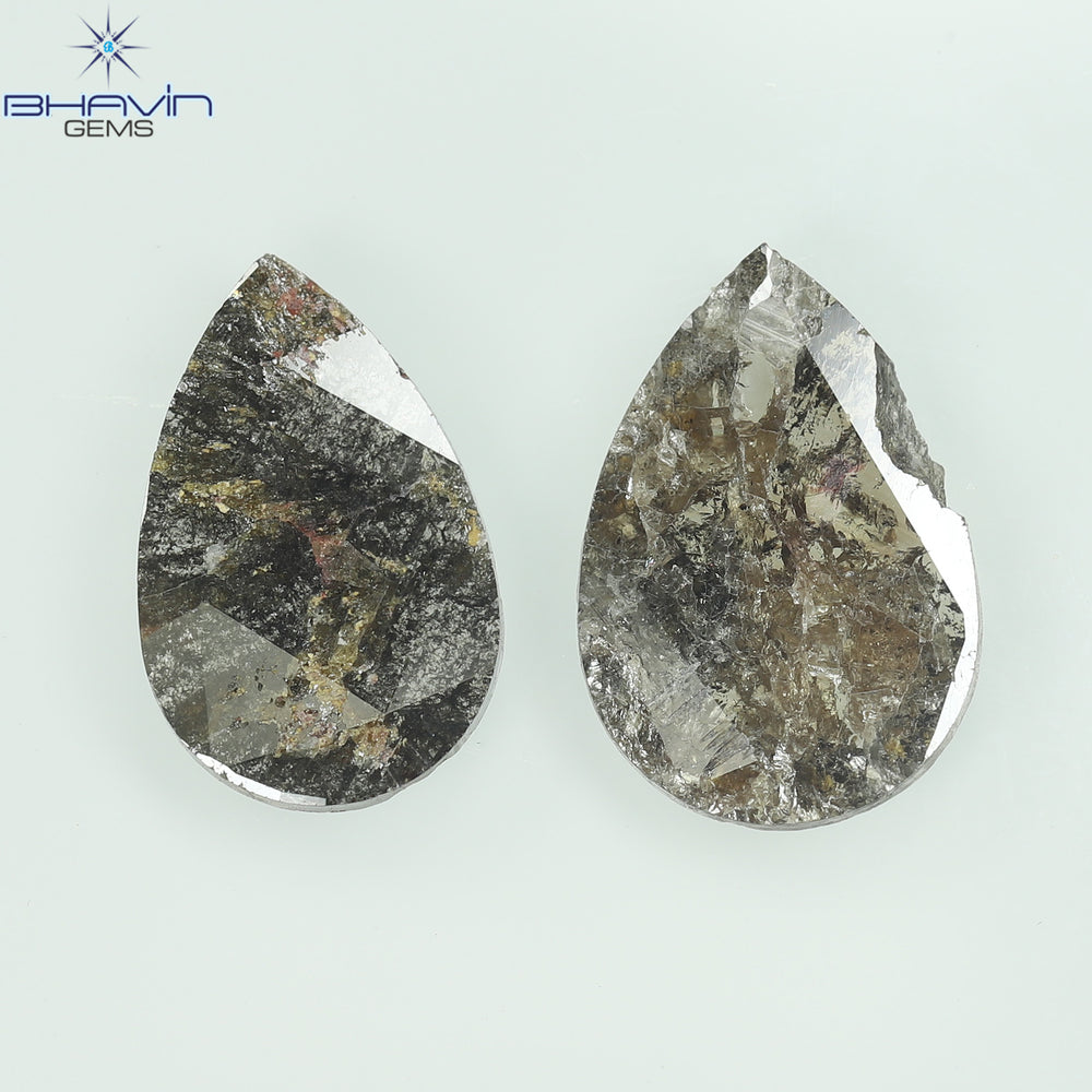 1.75 CT/5 ピース スライス形状 天然ダイヤモンド ソルト アンド ペッパー カラー I3 クラリティ (10.45 MM)