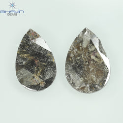 1.75 CT/5 ピース スライス形状 天然ダイヤモンド ソルト アンド ペッパー カラー I3 クラリティ (10.45 MM)