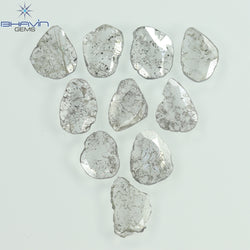2.05 CT/10 Pcs Slice Shape Natural Diamond Salt And Pepper Color I3 Clarity (6.46 MM)