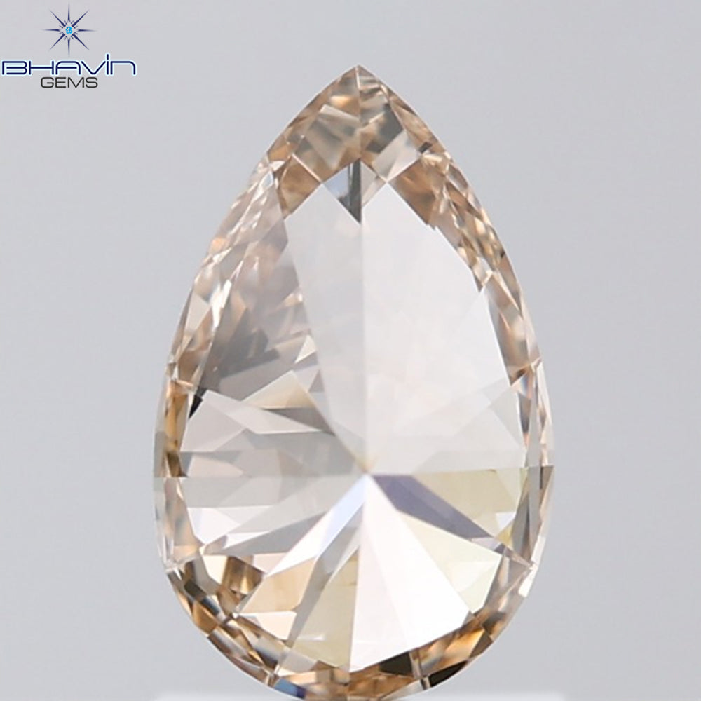 1.31 CT Pear Shape Natural Diamond Brown Color VVS1 Clarity (9.32 MM)