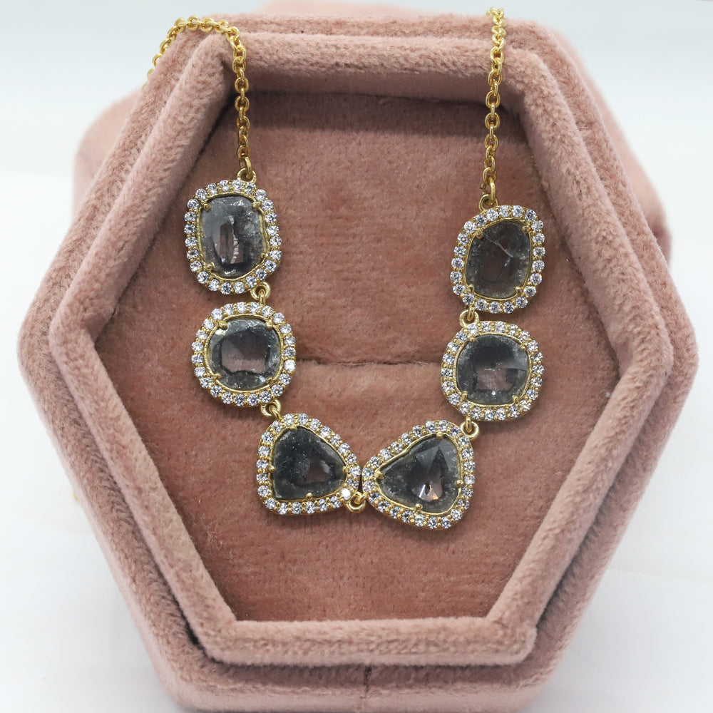 Diamond Pendant Slice Diamond Salt And Pepper Diamond Yellow Gold Pendant Bridal Necklace Pendant