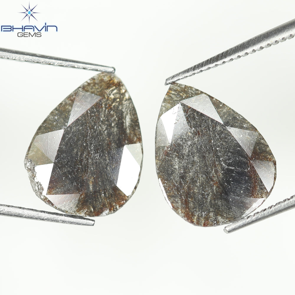1.75 CT/5 ピース スライス形状 天然ダイヤモンド ソルト アンド ペッパー カラー I3 クラリティ (10.45 MM)