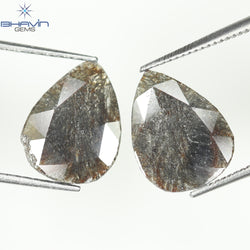 1.75 CT/5 ピース スライス形状 天然ダイヤモンド ソルト アンド ペッパー カラー I3 クラリティ (10.45 MM)