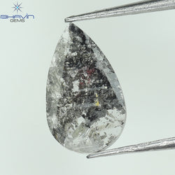 0.69 CT Pear Slice Shape Natural Diamond Salt And Pepper Color I3 Clarity (10.85 MM)