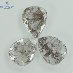 1.27 CT/3 Pcs Slice Shape Natural Diamond Salt And Pepper Color I3 Clarity (8.02 MM)