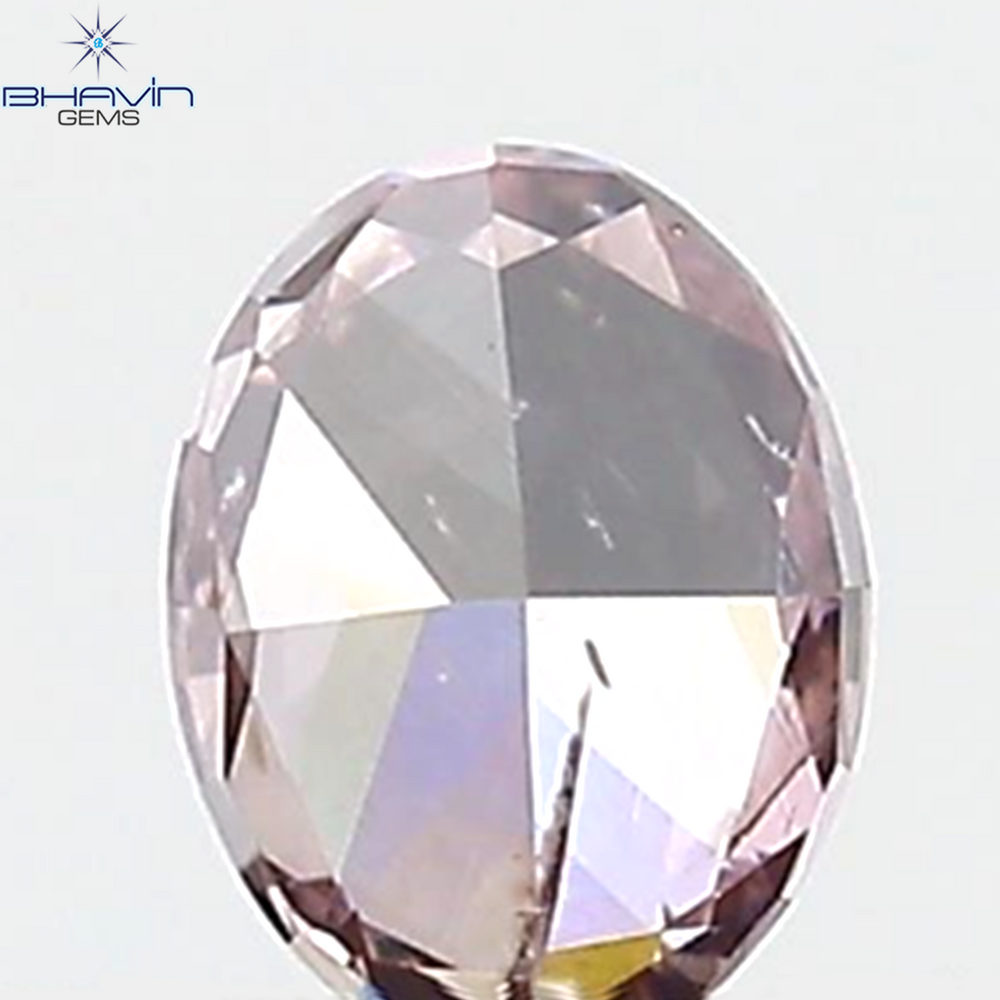 GIA Certified 0.26 CT Oval Shape Natural Diamond Brown Pink Color I2 Clarity (4.42 MM)