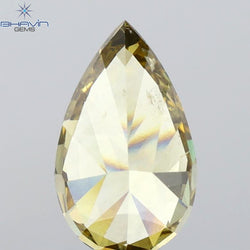 1.51 CT Pear Shape Natural Diamond Green Yellow (Chameleon) Color SI2 Clarity (9.64 MM)