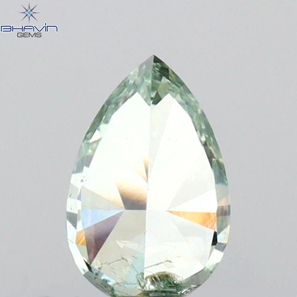 0.42 CT Pear Shape Natural Diamond Green Color SI1 Clarity (5.80 MM)