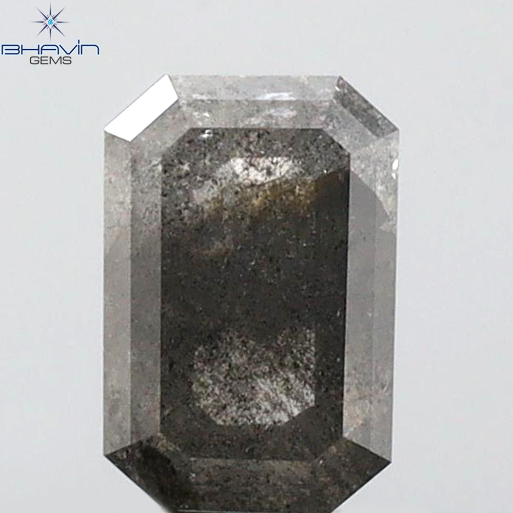 0.74 CT Emerald Shape Natural Diamond Salt And Pepper Color I3 Clarity (5.93 MM)