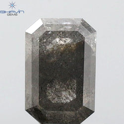 0.74 CT Emerald Shape Natural Diamond Salt And Pepper Color I3 Clarity (5.93 MM)