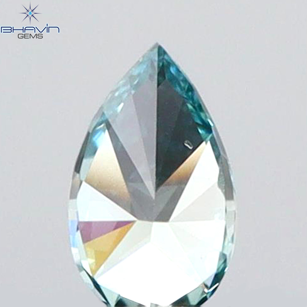 0.23 CT ペアシェイプ ナチュラル ダイヤモンド グリーン カラー I2 クラリティ (6.27 MM)