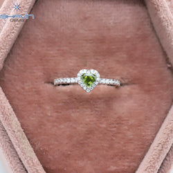 Heart Diamond Natural Diamond Ring Green Color Gold Ring Engagement Ring