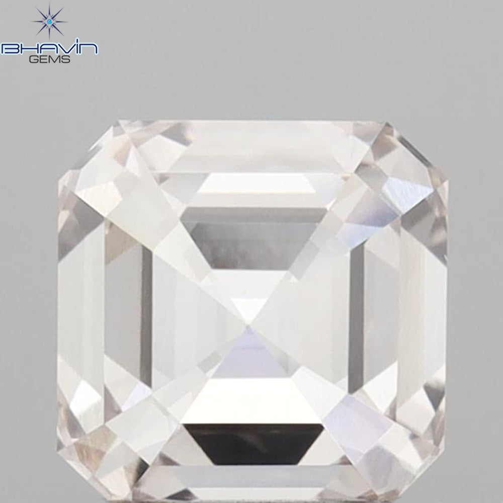 1.10 CT Asscher Diamond Enhanced Pink Color VS1 Clarity (5.46 MM)