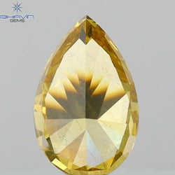 0.59 CT Pear Shape Natural Diamond Orange Color SI1 Clarity (6.78 MM)