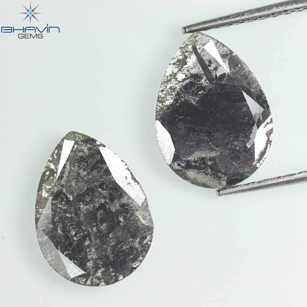 1.75 CT/5 ピース スライス形状 天然ダイヤモンド ソルト アンド ペッパー カラー I3 クラリティ (10.45 MM)