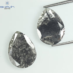 1.75 CT/5 ピース スライス形状 天然ダイヤモンド ソルト アンド ペッパー カラー I3 クラリティ (10.45 MM)