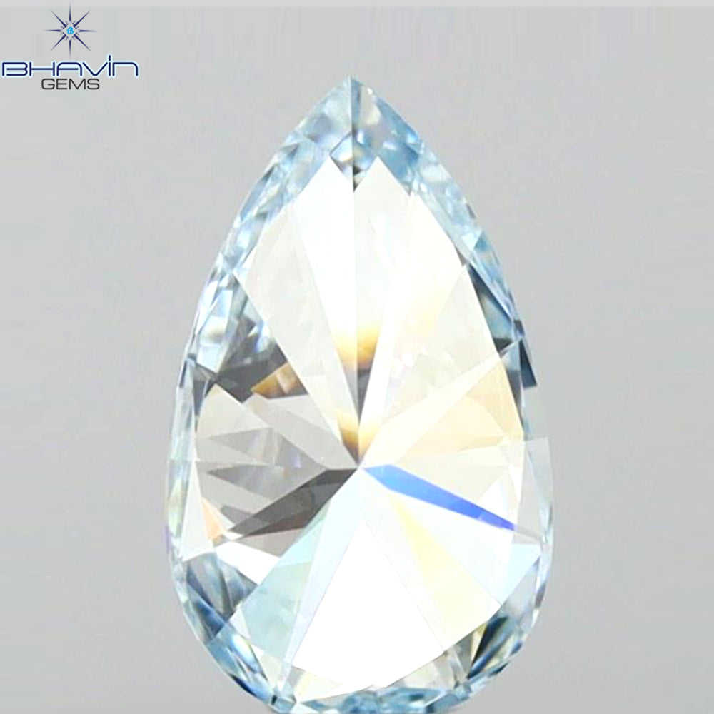 0.63 CT Pear Shape Natural Diamond Blue Color VS2 Clarity (7.44 MM)