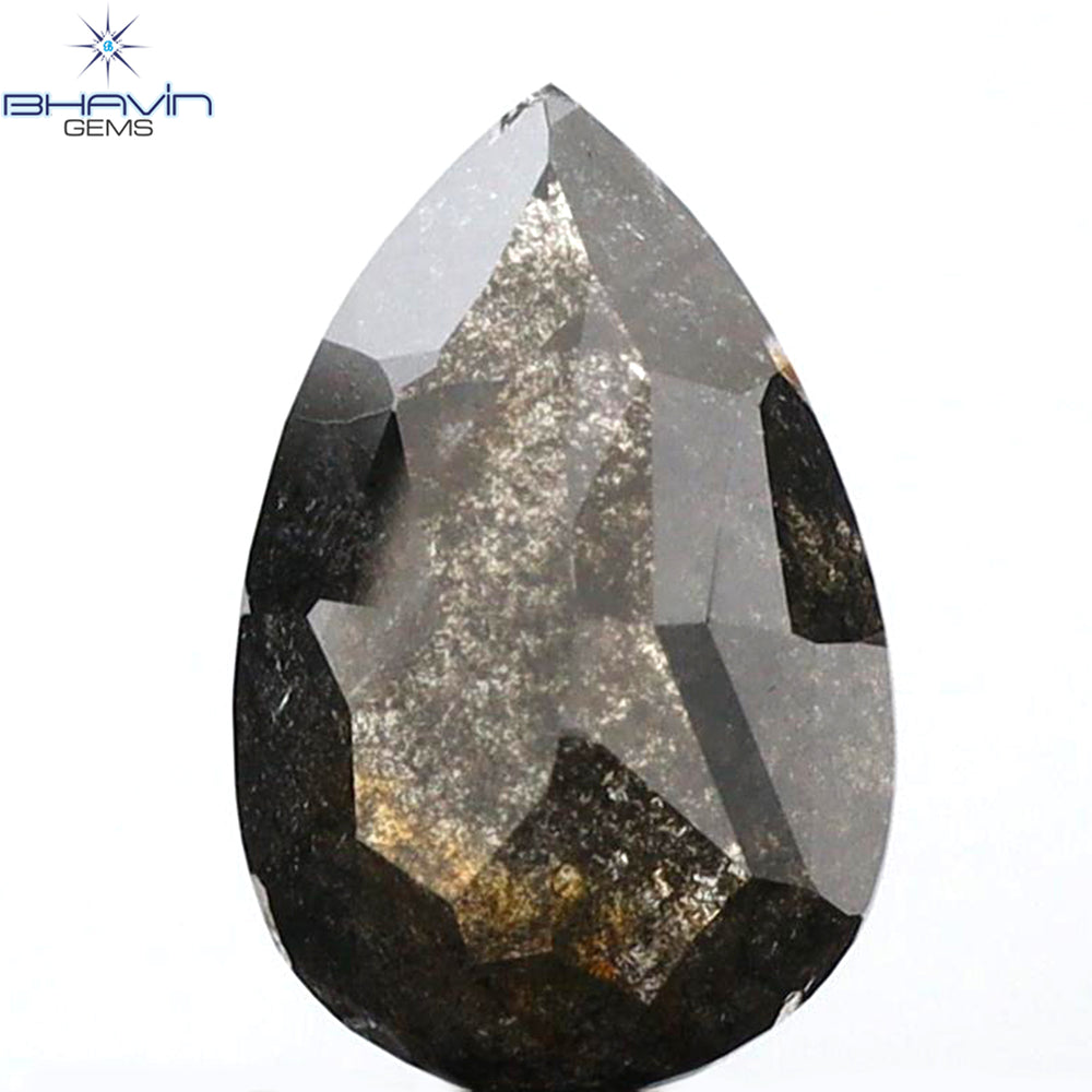 1.96 CT Pear Shape Natural Loose Diamond Salt And Pepper Color I3 Clarity (9.41 MM)