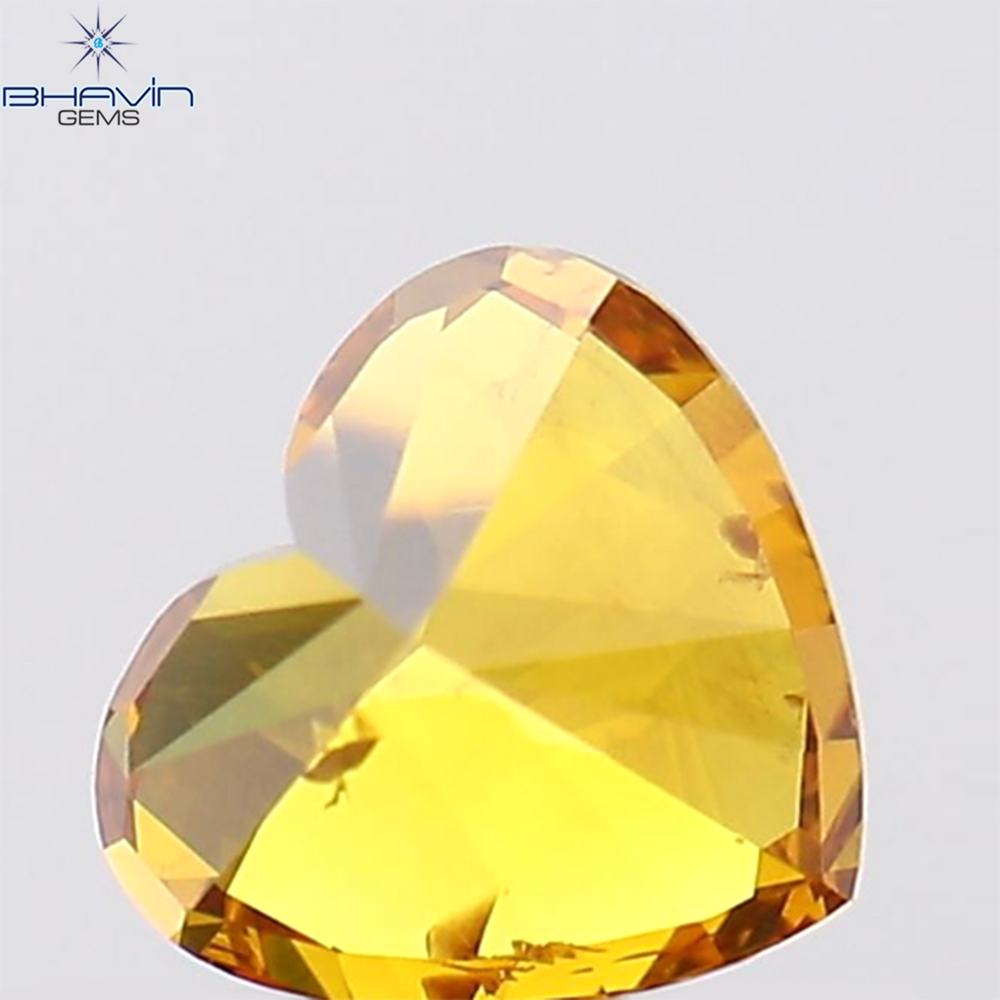 0.57 CT Heart Shape Natural Diamond Orange Color SI1 Clarity (5.22 MM)