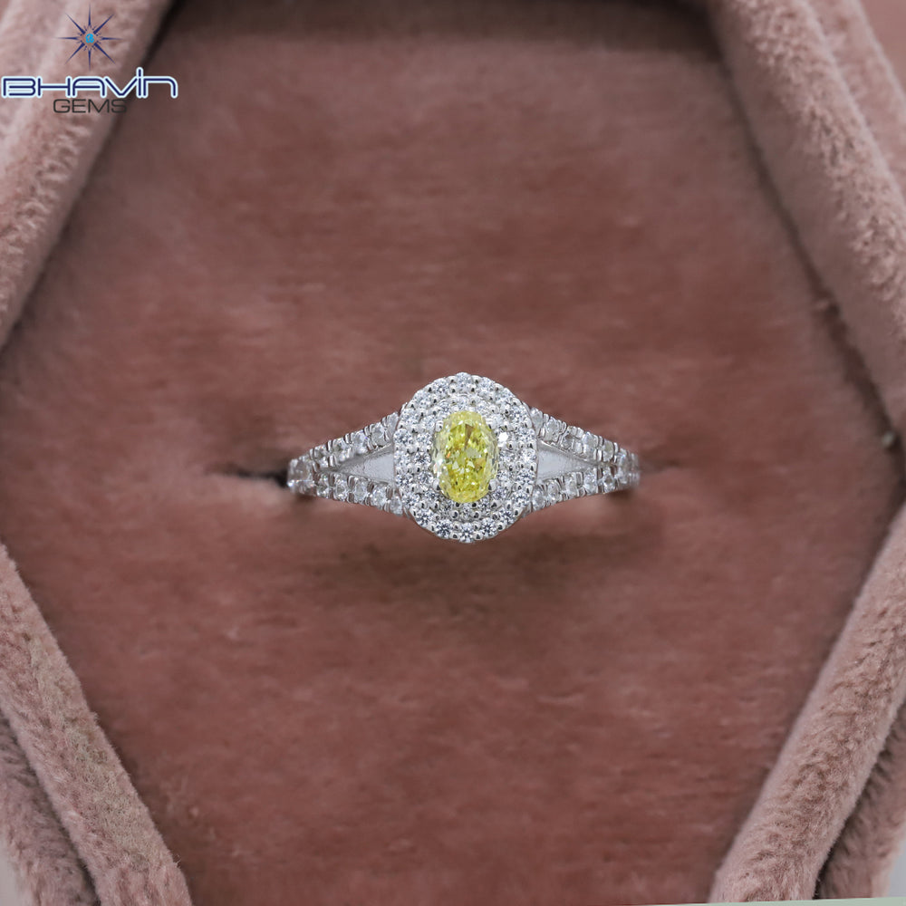 Oval Diamond Natural Diamond Ring Yellow Color Gold Ring Engagement Ring
