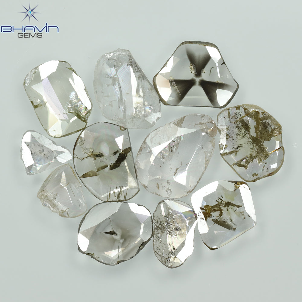 0.97 CT/7 ピース ローズカット ポルキ シェイプ ナチュラル ダイヤモンド ファンシー カラー I1 クラリティ (6.01 MM)