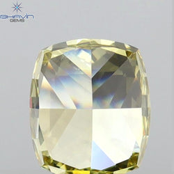 1.02 CT Cushion Diamond Brownish Greenish Yellow Color Natural Diamond VVS2 Clarity (5.92 MM)