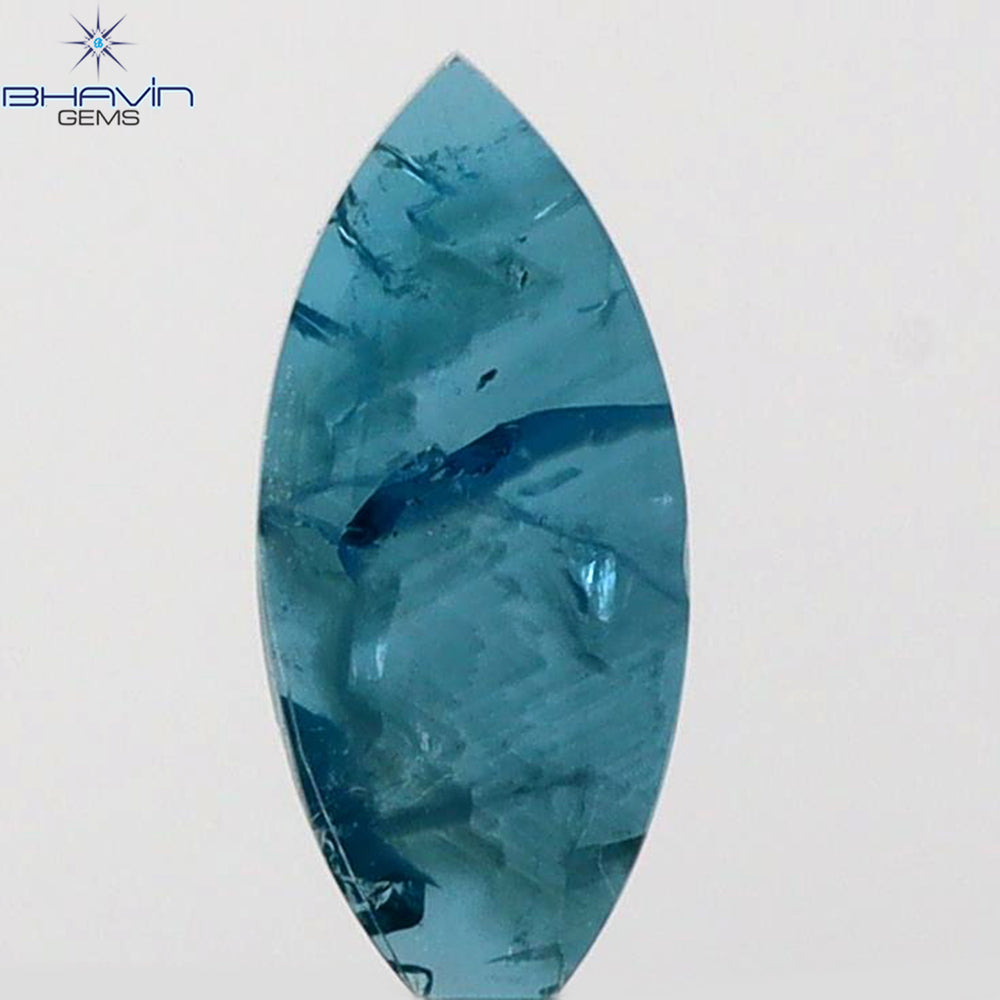 0.17 CT Marquise (Slice) Shape Natural Diamond Blue Color I3 Clarity (7.28 MM)