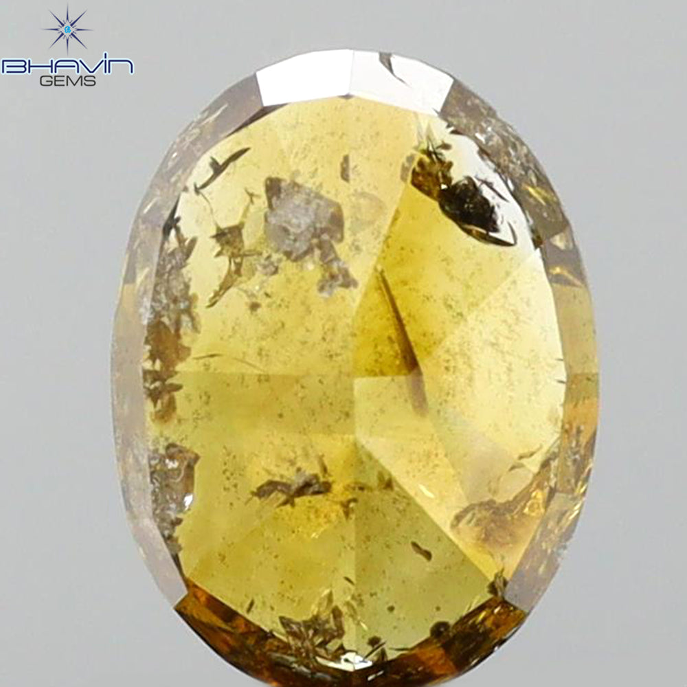 1.01 CT Oval Shape Natural Diamond Brown Orange Color I3 Clarity (7.16 MM)