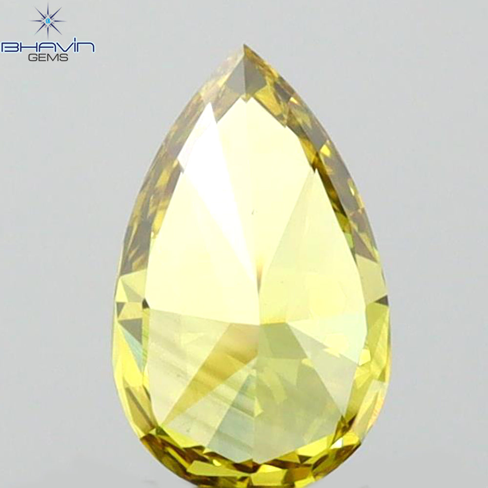 0.40 CT Pear Shape Natural Diamond Vivid Green Color VS1 Clarity (6.38 MM)
