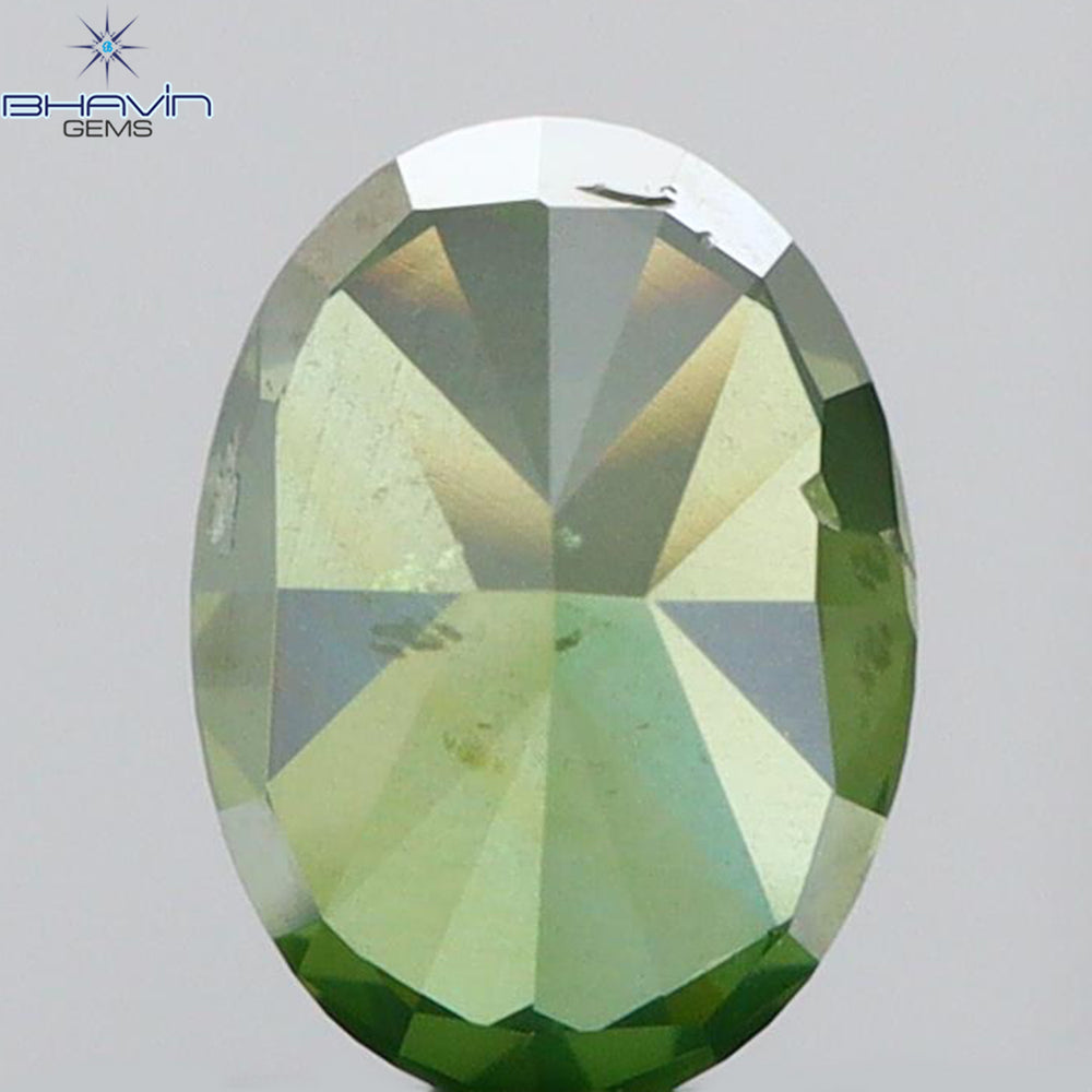 0.41 CT Oval Shape Natural Diamond Green Color I1 Clarity (5.19 MM)