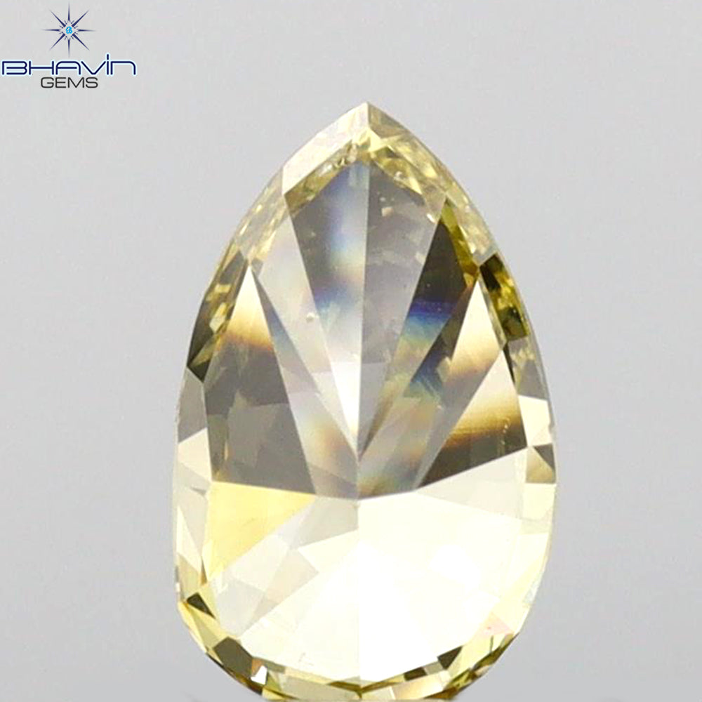 0.53 CT Pear Shape Natural Diamond Green (Chameleon) Color VS2 Clarity (6.60 MM)
