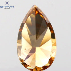 0.19 CT Pear Shape Natural Diamond Brown Orange Color SI1 Clarity (4.82 MM)