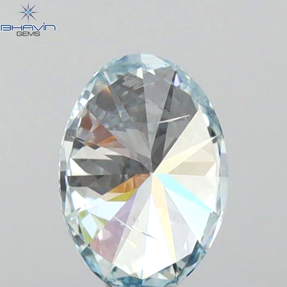 0.50 CT Oval Shape Natural Diamond Blue Color SI2 Clarity (6.00 MM)