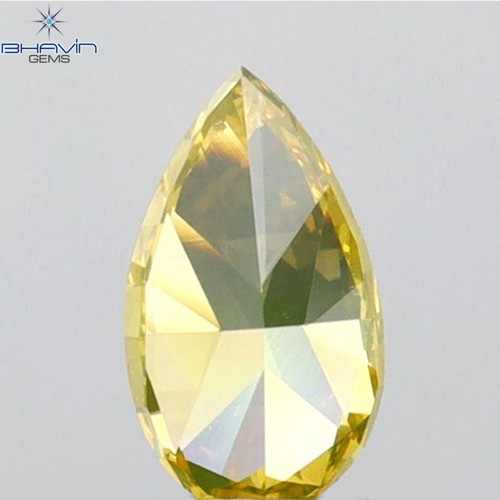 0.37 CT Pear Shape Natural Diamond Green Yellow Color VS2 Clarity (5.72 MM)
